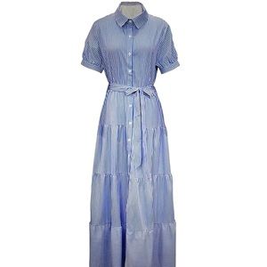 NWOT Summer size extra large, royal blue and white, striped tiered short sleeve